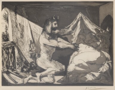 View full screen - View 1 of Lot 39. PABLO PICASSO | FAUNE DÉVOILANT UNE DORMEUSE (B. 230; BA. 609).