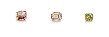 View full screen - View 1 of Lot 9187. GROUP OF UNMOUNTED FANCY COLOURED DIAMONDS | 彩色鑽石三枚.