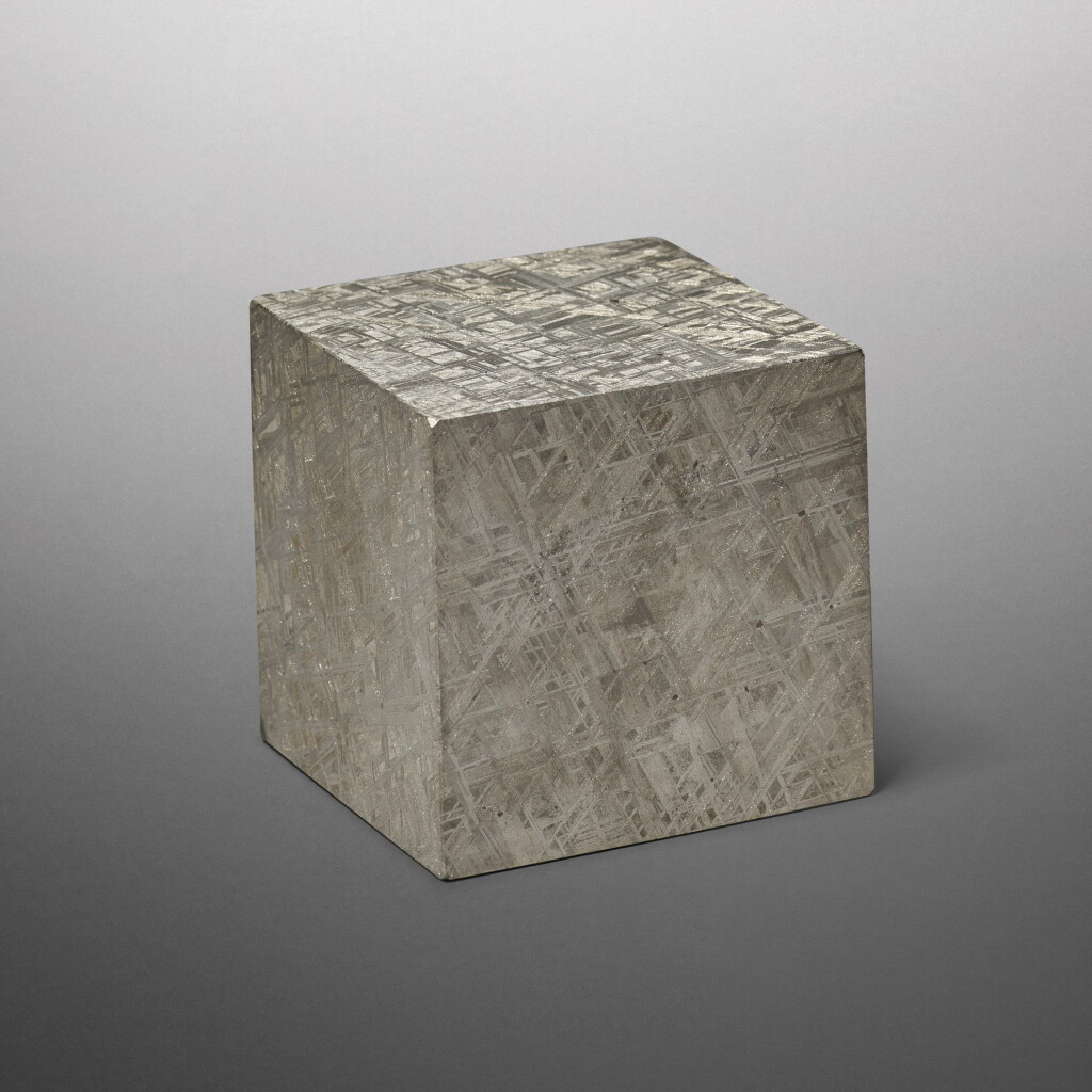View full screen - View 1 of Lot 123. Muonionalusta Meteorite Cube | Crystalline Structure Of An Iron Meteorite Dramatized In Three Dimensions.