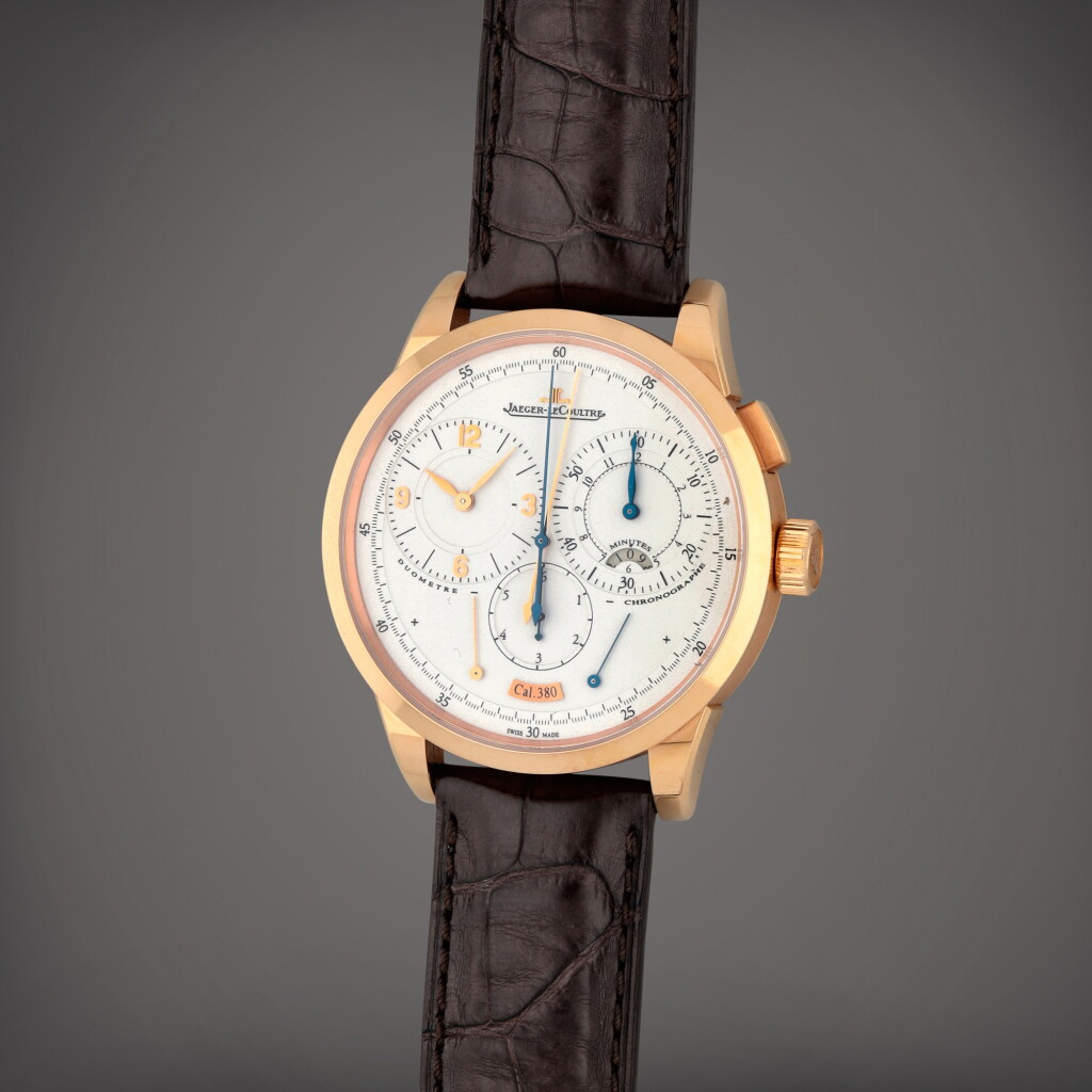 View full screen - View 1 of Lot 445. Duomètre à Chronographe, Reference Q6012420 | A pink gold monopusher chronograph wristwatch with power reserve and 1/6 second indication | Circa 2012.
