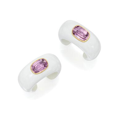 View full screen - View 1 of Lot 25. Verdura | Two Cocholong and Kunzite Cuff-Bracelets.