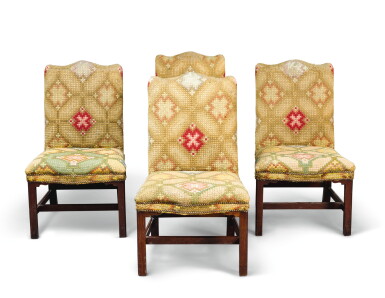View full screen - View 1 of Lot 223. A SET OF FOUR IRISH GEORGE III MAHOGANY SIDE CHAIRS, CIRCA 1760.