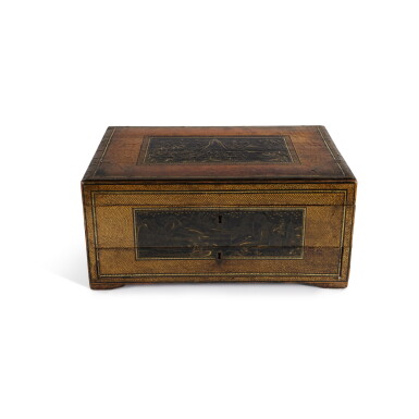 View full screen - View 1 of Lot 318. A Chinese Export Black and Gilt Lacquer Work Box, Canton, First Quarter 19th Century.