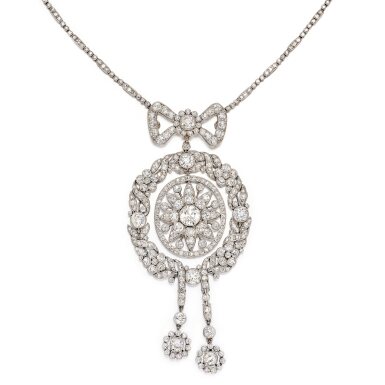 View full screen - View 1 of Lot 1900. Belle Époque Diamond Pendent Necklace | 卡地亞 | 「美好年代」 鑽石 項鏈.