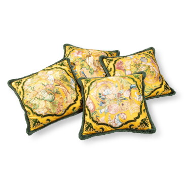 View full screen - View 1 of Lot 463. A set of four seat cushions, the Italian needlework circa 1700.