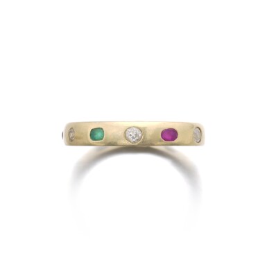 View full screen - View 1 of Lot 623. Ruby, Emerald and Diamond Ring.