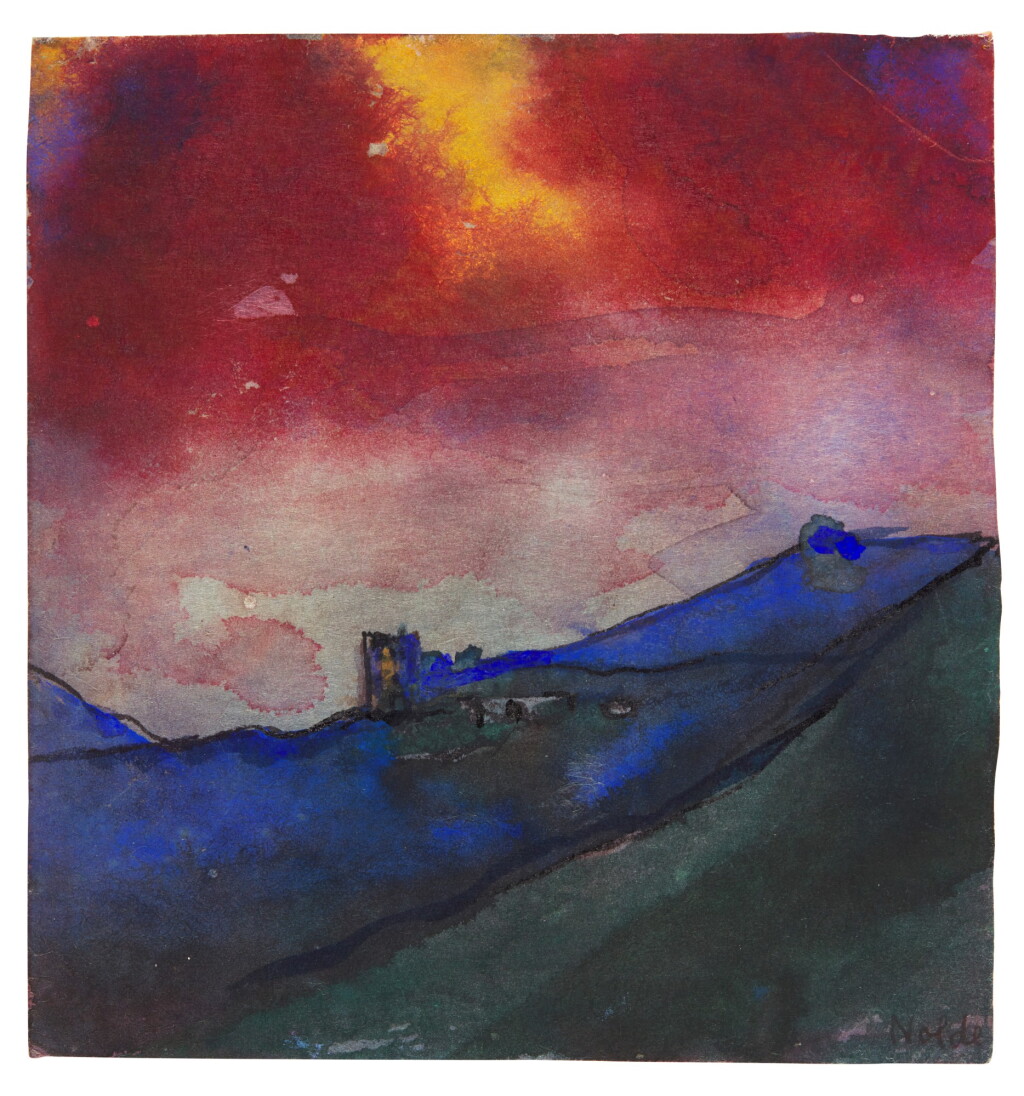 View full screen - View 1 of Lot 303. Berglandschaft mit Wachturm (Mountain Landscape with Watch Tower).