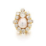 Bague perle fine et diamants