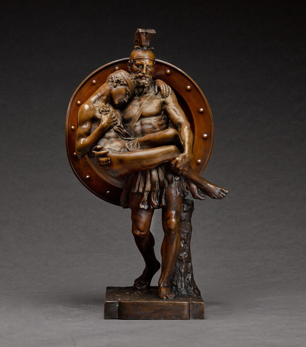 View full screen - View 1 of Lot 53. AFTER SIR WILLIAM HAMO THORNYCROFT | WARRIOR BEARING A WOUNDED YOUTH FROM THE FIELD OF BATTLE.