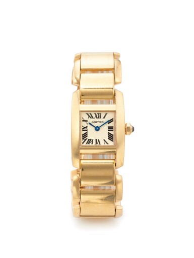 View full screen - View 1 of Lot 34. CARTIER | REF 2801 TANKISSIME, A PINK GOLD WRISTWATCH WITH BRACELET CIRCA 2005.