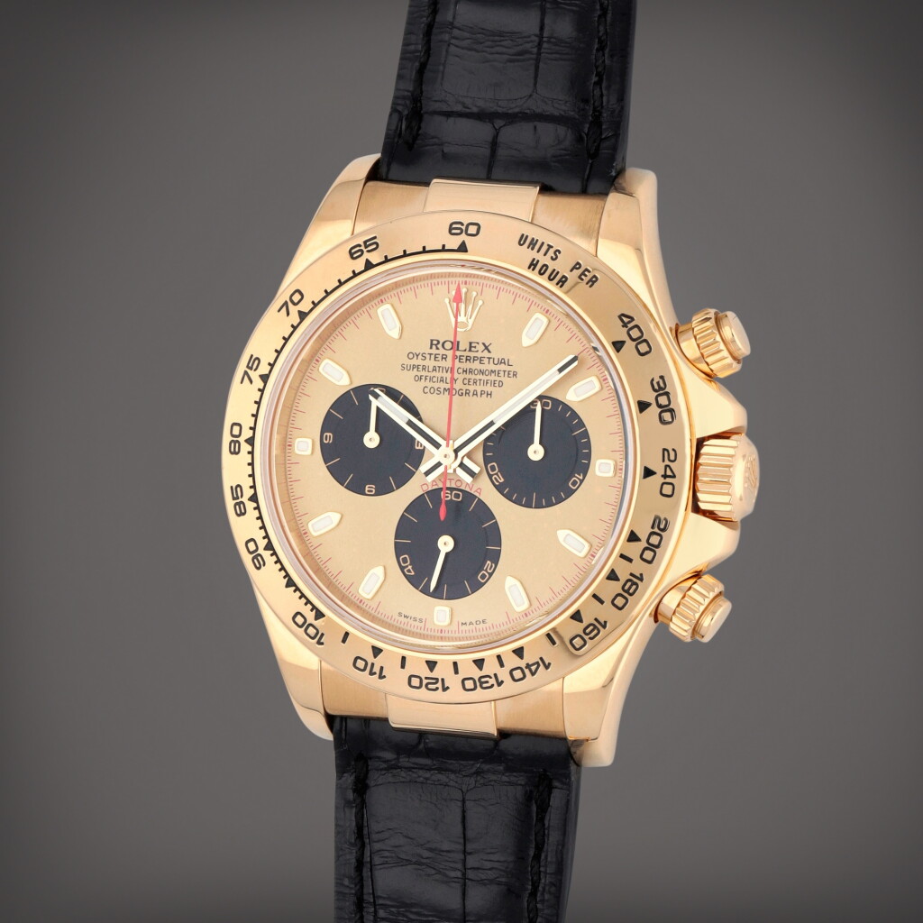 View full screen - View 1 of Lot 2. Daytona, Reference 116518 | A yellow gold chronograph wristwatch | Circa 2003.