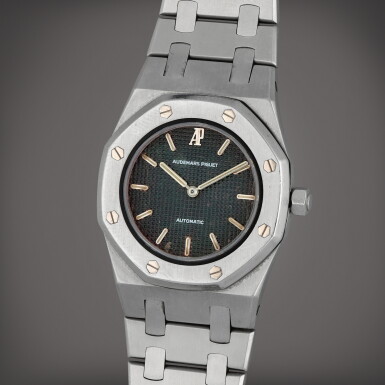 View full screen - View 1 of Lot 350. Royal Oak, Reference 8038ST | A stainless steel wristwatch with bracelet | Circa 1977.