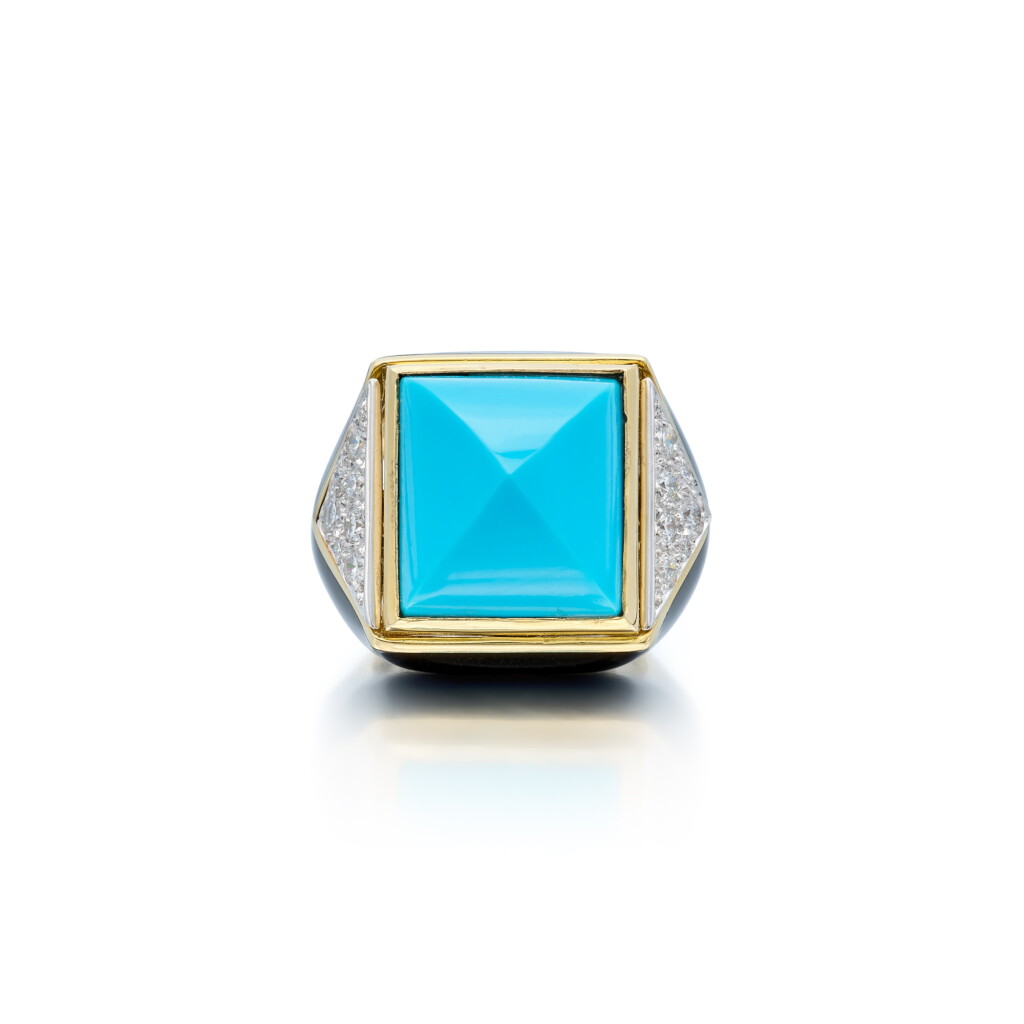 View full screen - View 1 of Lot 497. Turquoise, Diamond and Enamel 'Summit' Ring.
