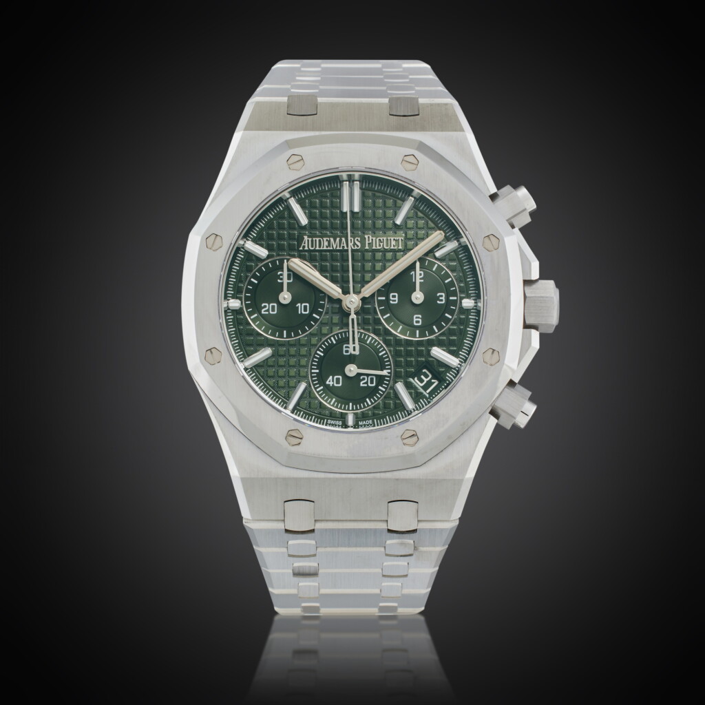 View full screen - View 1 of Lot 7. Reference 26240ST.OO.1320ST.04 Royal Oak “50th Anniversary” | A stainless steel fly back chronograph wristwatch with date and bracelet, Owned and Worn by Tom Brady, Circa 2022.