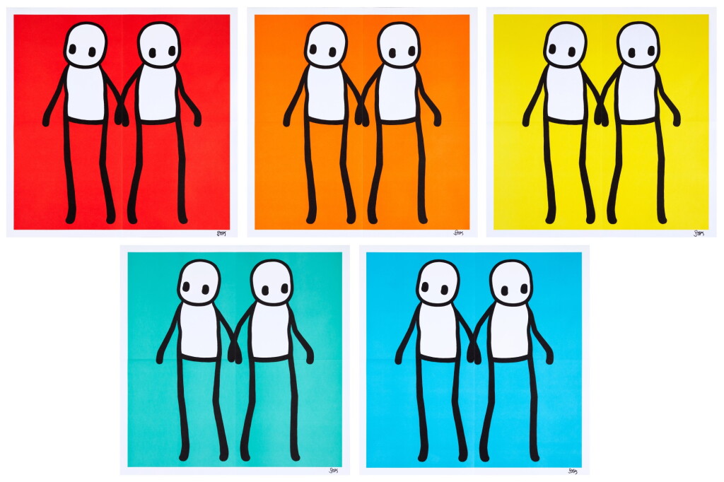 View full screen - View 1 of Lot 140. Holding Hands (Red, Orange, Yellow, Blue & Teal).