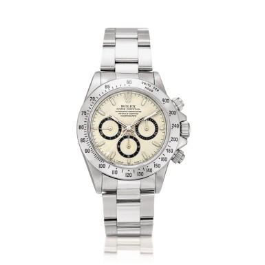 View full screen - View 1 of Lot 2152. Rolex | Cosmograph Daytona, Reference 16520, A highly unusual stainless steel chronograph wristwatch with highly unusual dial and bracelet, Circa 1995 | 勞力士 | Cosmograph Daytona 型號16520 非常罕有精鋼計時鏈帶腕錶,備罕有錶盤,約1995年製.