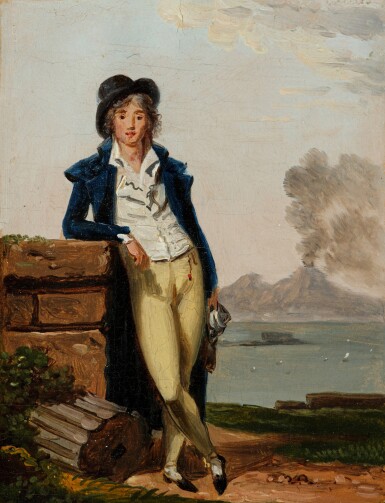 View full screen - View 1 of Lot 21. Portrait of a Young Man with Mount Vesuvius Beyond.