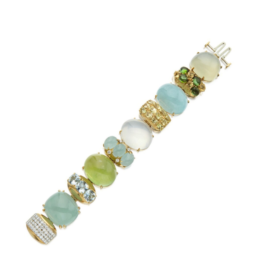 View full screen - View 1 of Lot 84. SEAMAN SCHEPPS | GEM-SET AND DIAMOND 'RIO' BRACELET.