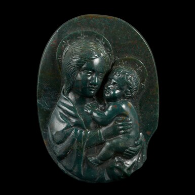 View full screen - View 1 of Lot 43. Italian, probably 19th century | Large Cameo with the Virgin and Child.