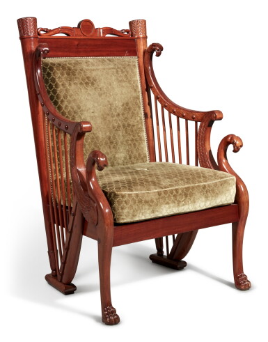 View full screen - View 1 of Lot 15. A Consulat Mahogany and Mahogany-Veneered Bergère.