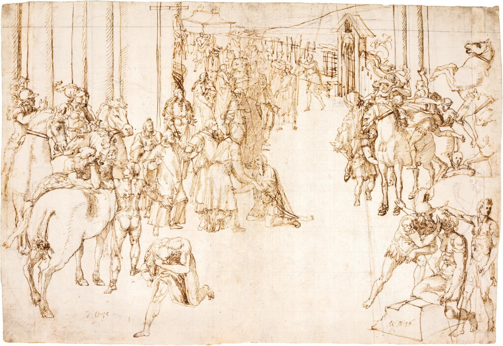View full screen - View 1 of Lot 22. ATTRIBUTED TO DANIELE RICCIARELLI, CALLED DANIELE DA VOLTERRA | ALEXANDER THE GREAT KNEELING IN FRONT OF JADDUS, THE HIGH PRIEST OF JERUSALEM.