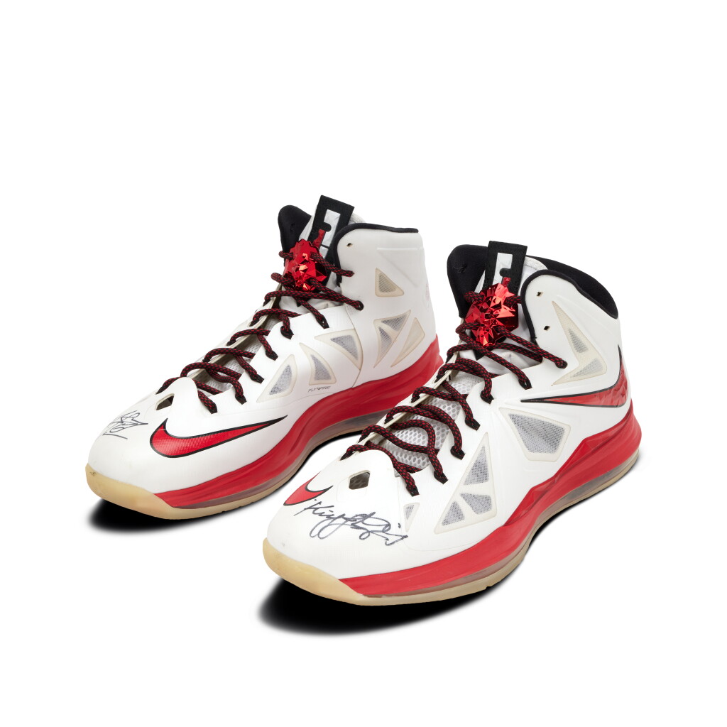 View full screen - View 1 of Lot 6. LeBron James Miami Heat 2012-2013 Game Worn and Dual-Signed Sneakers | MVP & Championship Season.