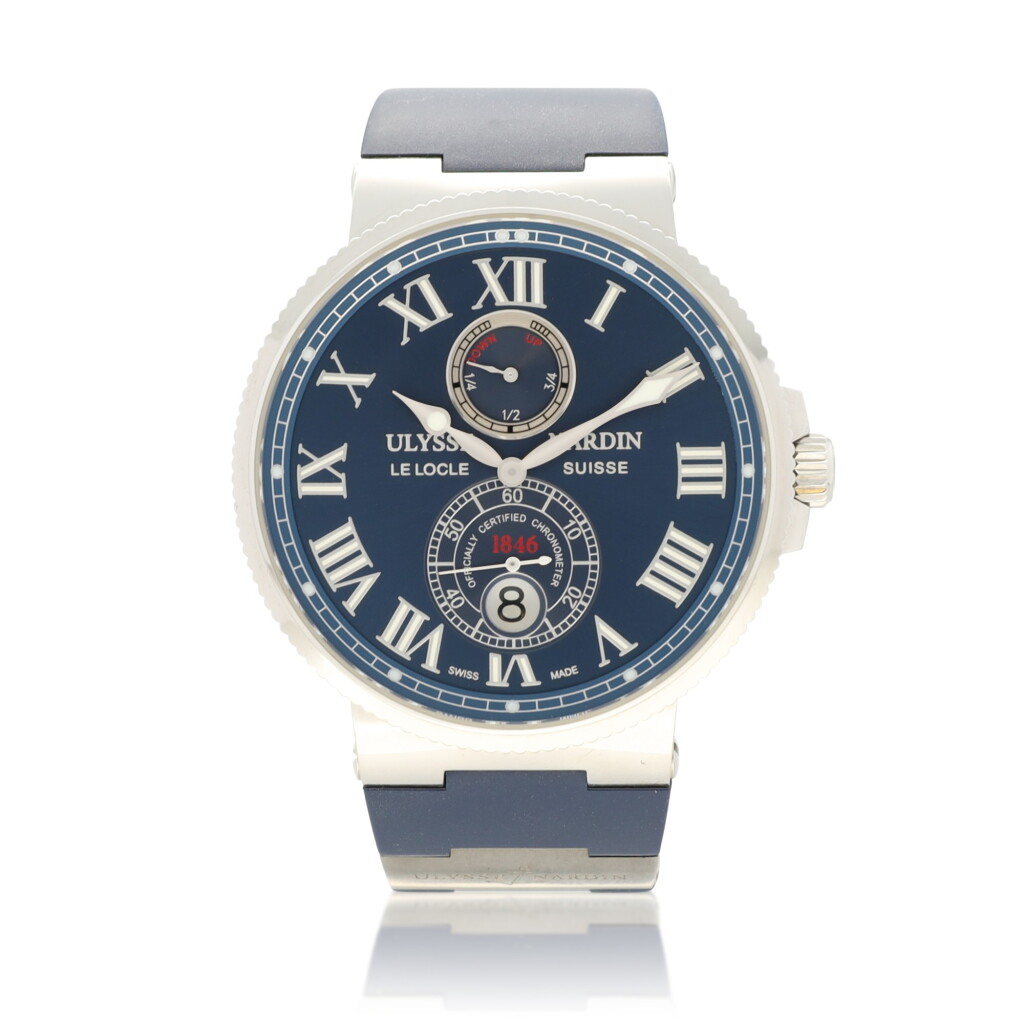View full screen - View 1 of Lot 9349. Ulysse Nardin | Marine Chronometer, Reference 263-67, A stainless steel wristwatch with date and bracelet, Circa 2014 | 雅典 | Marine Chronometer 型號263-67 精鋼鏈帶腕錶,備日期顯示,約2014年製.