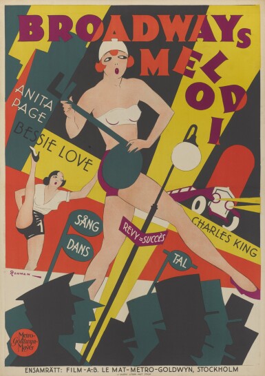 View full screen - View 1 of Lot 129. THE BROADWAY MELODY / BROADWAYS MELODI (1929) FIRST SWEDISH RELEASE POSTER, 1930.