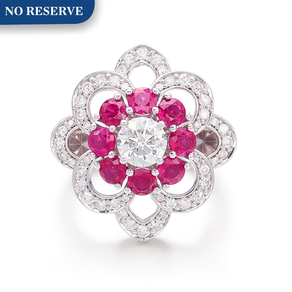 View full screen - View 1 of Lot 1064. 'Rosette' Ruby and Diamond Ring | 格拉夫| 'Rosette' 鑽石 配 紅寶石 戒指 (鑽石及紅寶石共重約1.60及1.40克拉).
