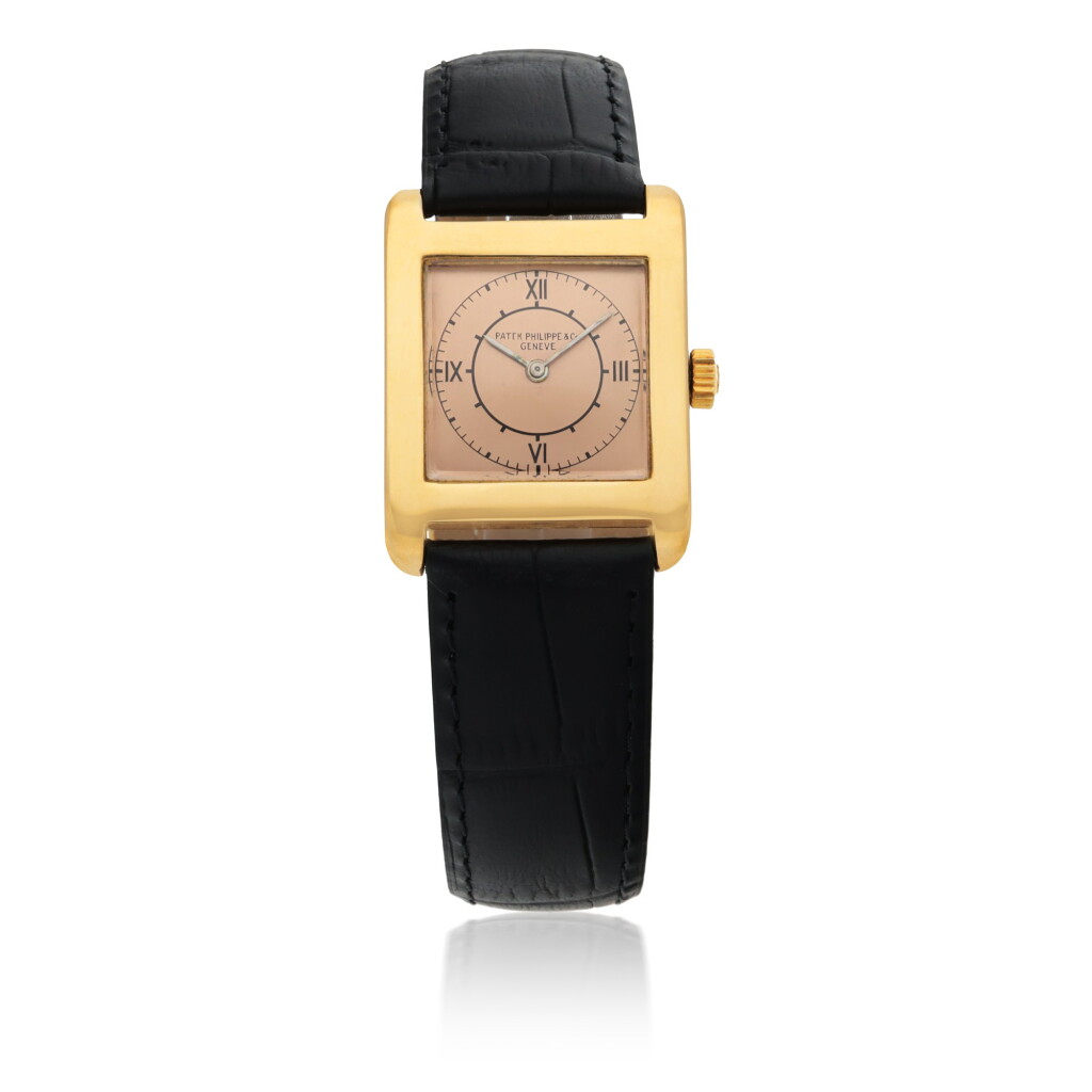 View full screen - View 1 of Lot 79. PATEK PHILIPPE | REF 439 YELLOW GOLD WRISTWATCH WITH PINK DIAL MADE IN 1925.