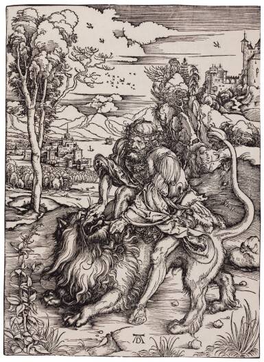 View full screen - View 1 of Lot 4. Samson Fighting with the Lion (B. 2; M., Holl. 107).