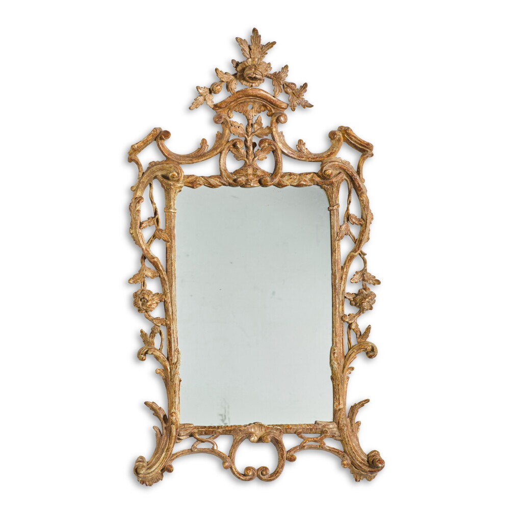 View full screen - View 1 of Lot 98. An early George III carved giltwood mirror, circa 1760.