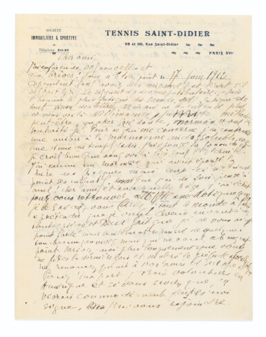 View full screen - View 1 of Lot 193. Lettre à l'écrivain albanais Faïk Bég Konitza. 17 juin 1912..