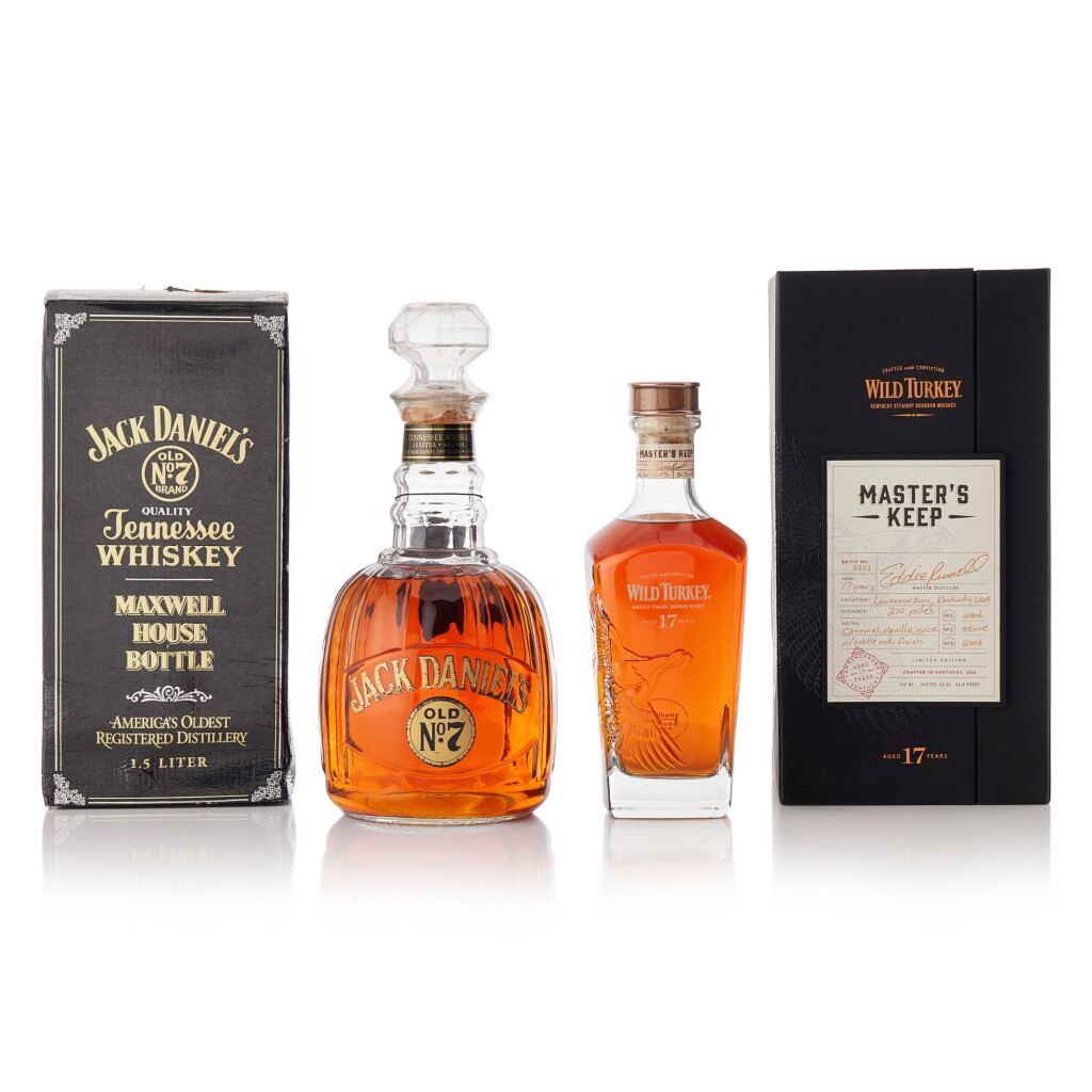 View full screen - View 1 of Lot 9516. Jack Daniel's No.7 Maxwell House and Wild Turkey 17 Year Old Mixed Lot (1 MAG, 1 BT75).