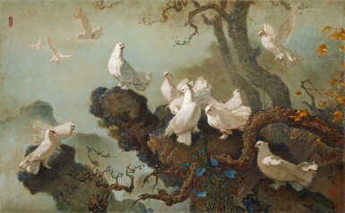 View full screen - View 1 of Lot 1090. Lee Man Fong 李曼峰 | Doves 白鴿.