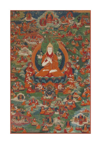View full screen - View 1 of Lot 303. A Thangka Depicting Tsongkhapa, Tibet, 18th/19th Century.