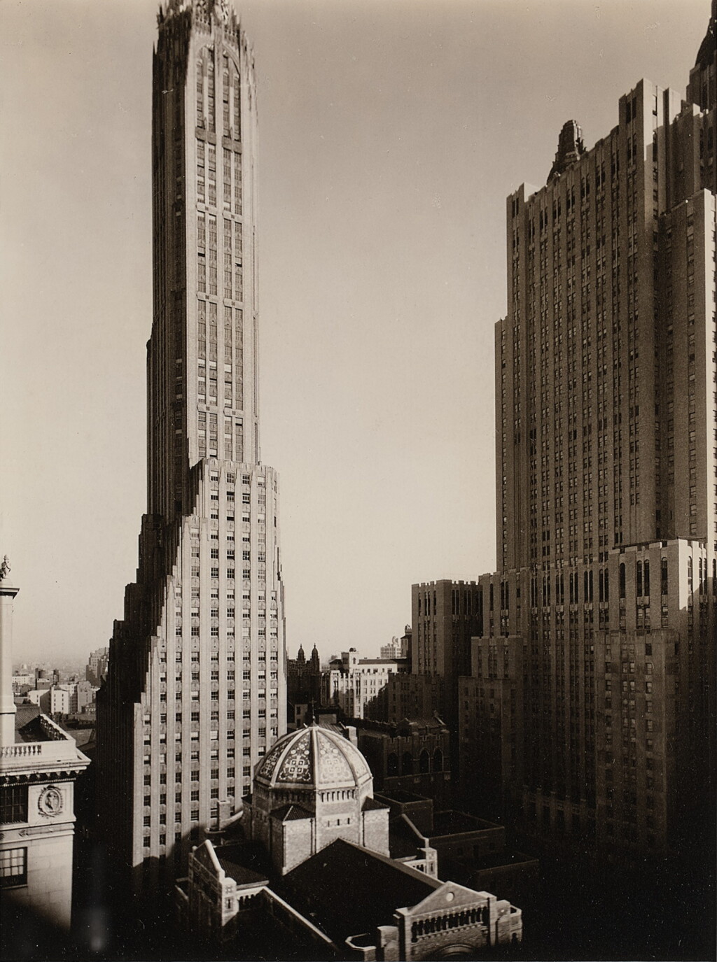 View full screen - View 1 of Lot 593. St. Bartholomew's Church, Waldorf-Astoria Hotel, and General Electric Building.