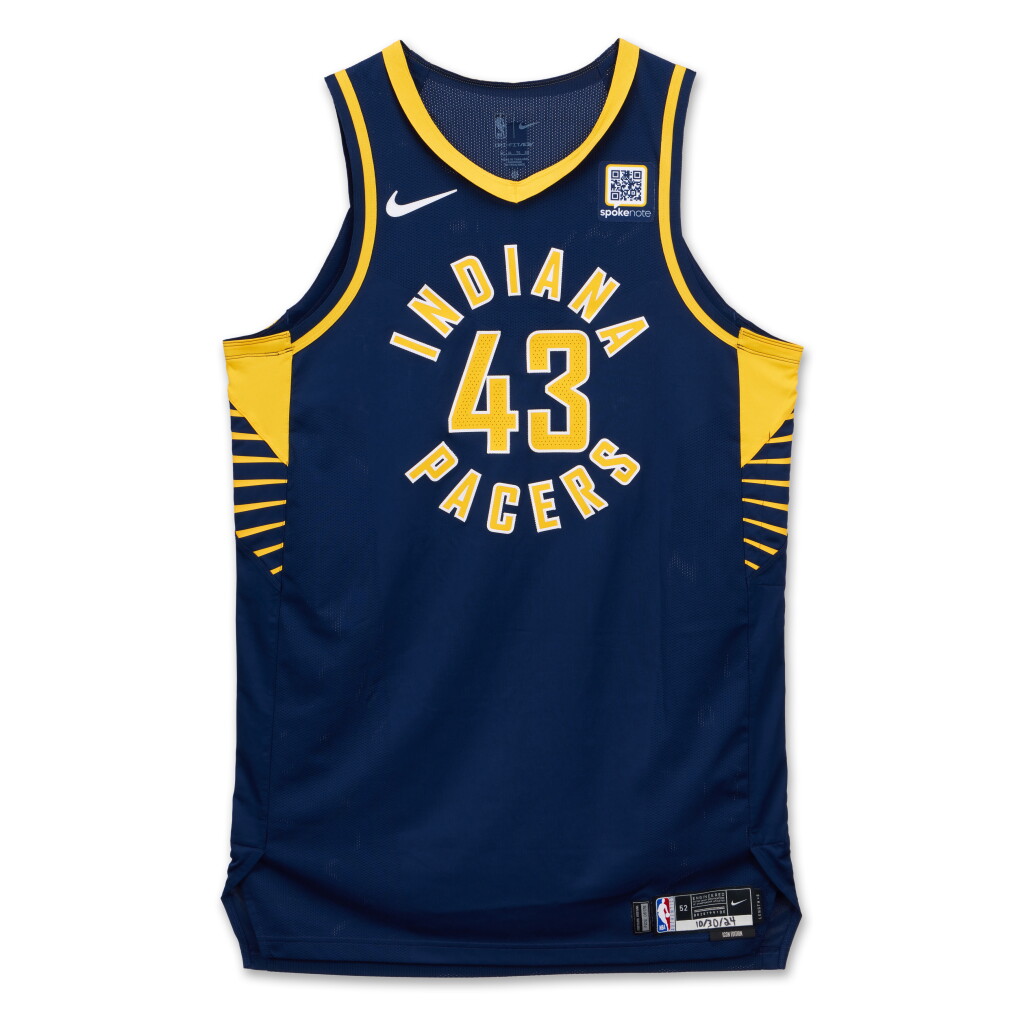 View full screen - View 1 of Lot 9. Pascal Siakam Indiana Pacers 2024-2025 Game Worn Icon Edition Jersey | Double-Double.