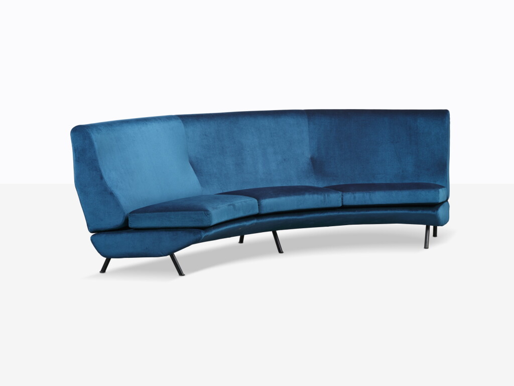View full screen - View 1 of Lot 517. Rare three-seater semicircular sofa.