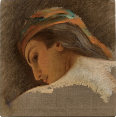 View full screen - View 1 of Lot 139. Head study of a woman, looking over her shoulder.