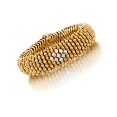 View full screen - View 1 of Lot 134. Gold and diamond bracelet (Bracciale in oro e diamanti).