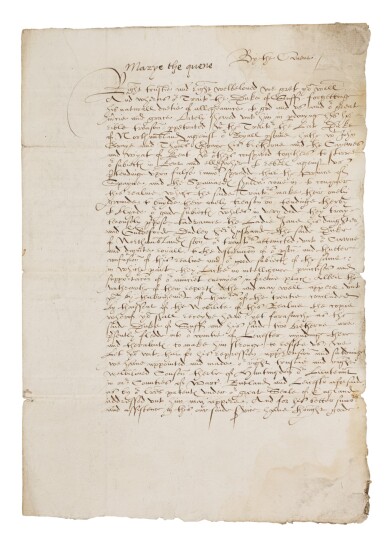 View full screen - View 1 of Lot 3. Queen Mary I., letter signed, 28 January 1554.