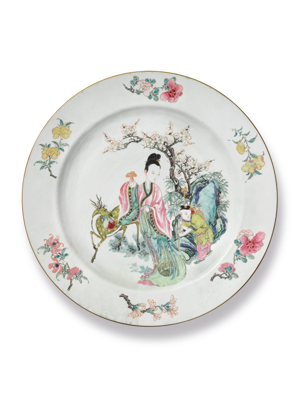 View full screen - View 1 of Lot 100. A LARGE CHINESE FAMILLE-ROSE 'MAGU' DISH, QING DYNASTY, YONGZHENG PERIOD.