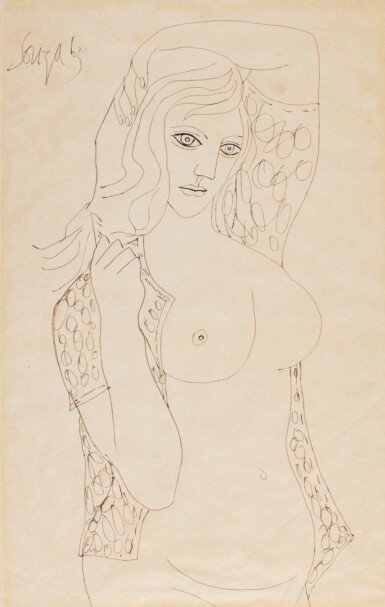 View full screen - View 1 of Lot 12. FRANCIS NEWTON SOUZA | UNTITLED (STANDING NUDE).