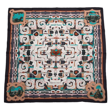 View full screen - View 1 of Lot 75. Hermès "Esprit Ainou" Silk Twill Scarf 90cm.