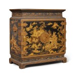 A Chinese Export Gilt and Black Lacquer Cabinet, First Half 19th Century