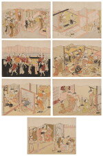 Suzuki Harunobu (1725-1770) | The complete set of Marriage in Brocade Prints, the Carriage of the Virtuous Woman (Konrei nishiki misao-guruma), known as the Marriage series | Edo period, 18th century