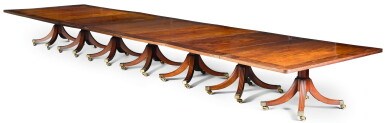 View full screen - View 1 of Lot 72. AN IMPORTANT IRISH REGENCY ROSEWOOD BANDED MAHOGANY SEVEN PEDESTAL DINING TABLE, CIRCA 1815, ATTRIBUTED TO MACK, WILLIAMS AND GIBTON.