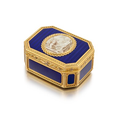 View full screen - View 1 of Lot 82. A three-coloured gold and enamel snuff box, Philippe (Le) Bourlier, Paris, 1773/1774.