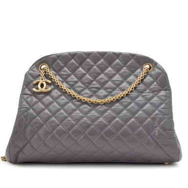 View full screen - View 1 of Lot 137. Grey Quilted Lambskin Large Just Mademoiselle Bowling Bag Gold Hardware, 2010 - 2011.